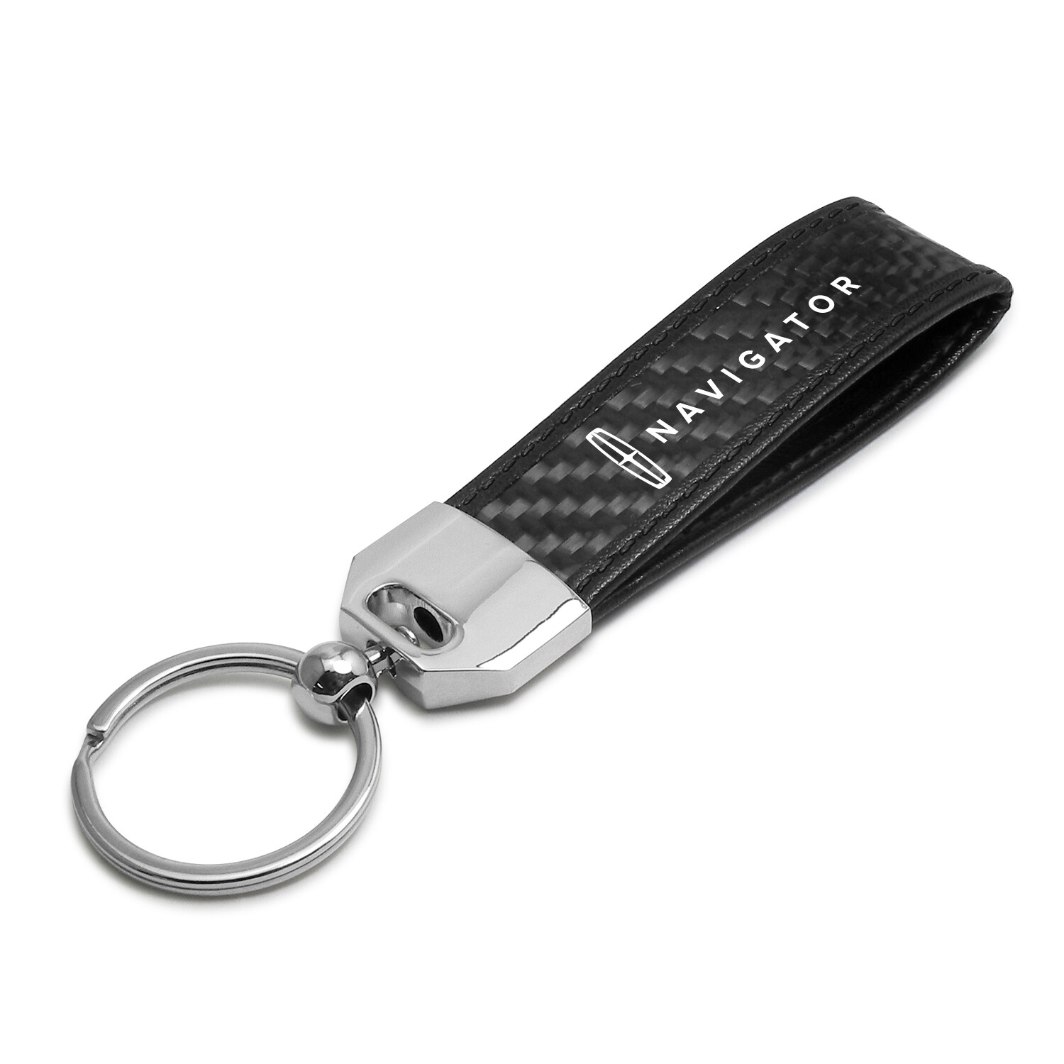 Black Leather & Carbon Fiber Key Chain Black Stitching – Lincoln Navigator