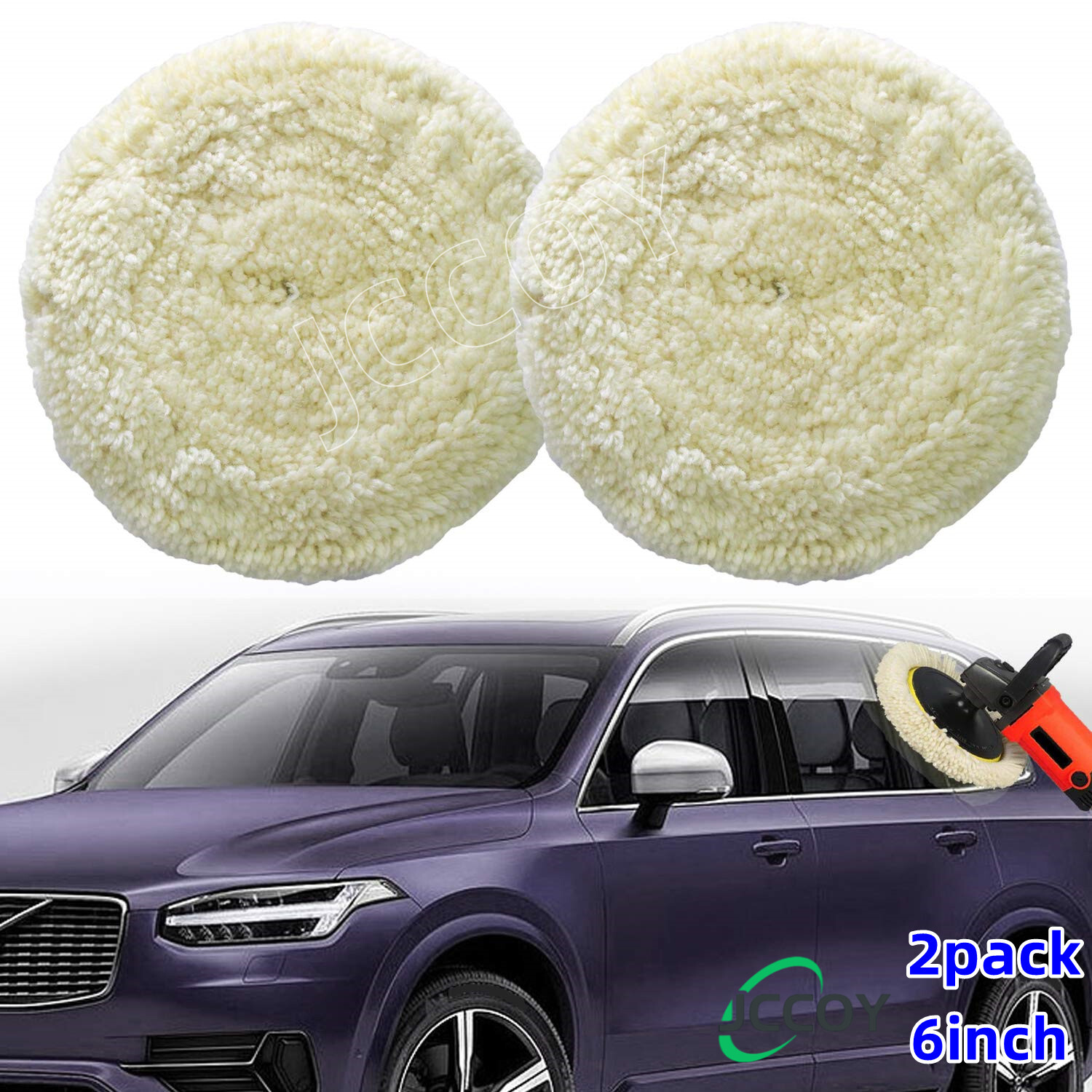 2 Pcs Wool Polishing Buffing Pad 6 Inch 150mm Polishing Buffing Wheel for Drill