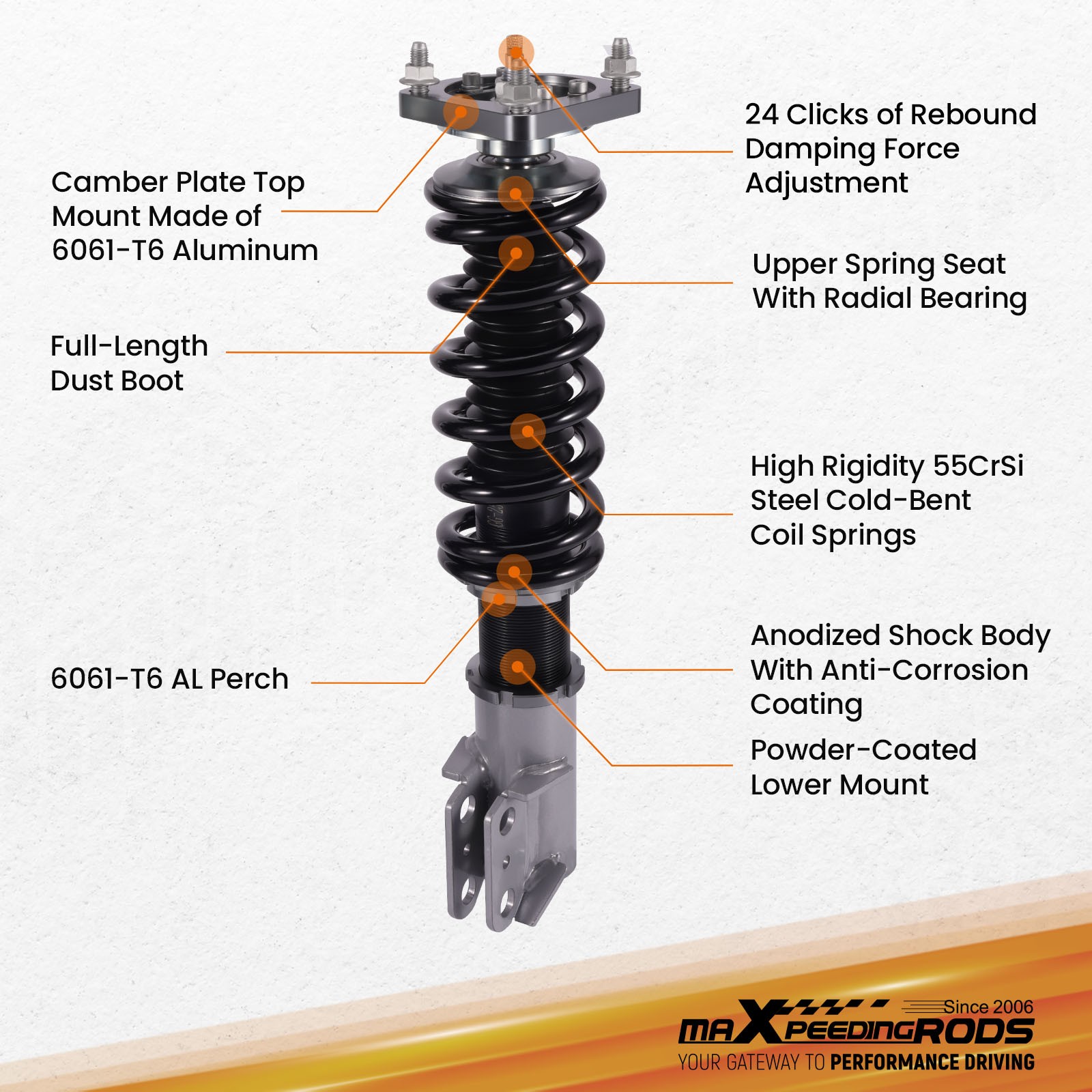 Maxpeedingrods 24 Way Damping Coilovers Suspension Kit for Ford Mustang 99-04