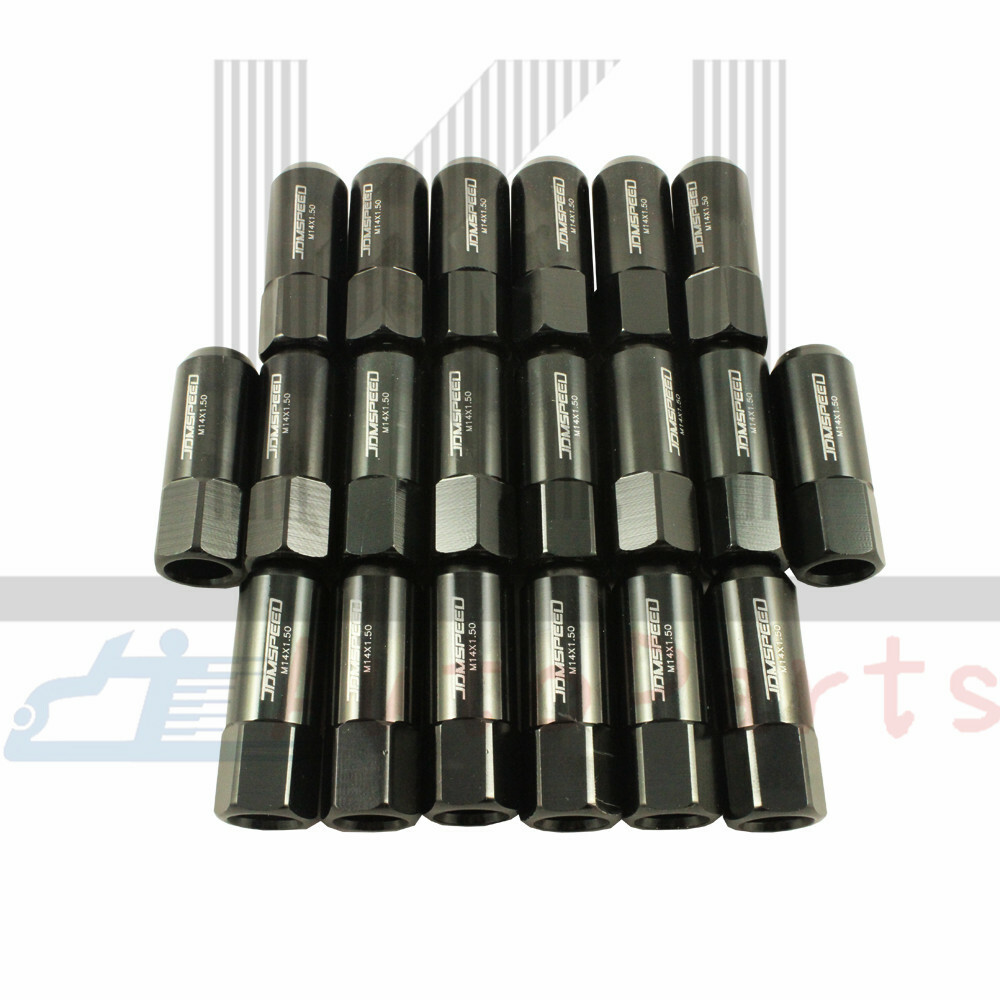 BLACK 60MM 20PCS M14X1.5MM Aluminum Tuner Racing Wheel Lug Nuts Extended Forged