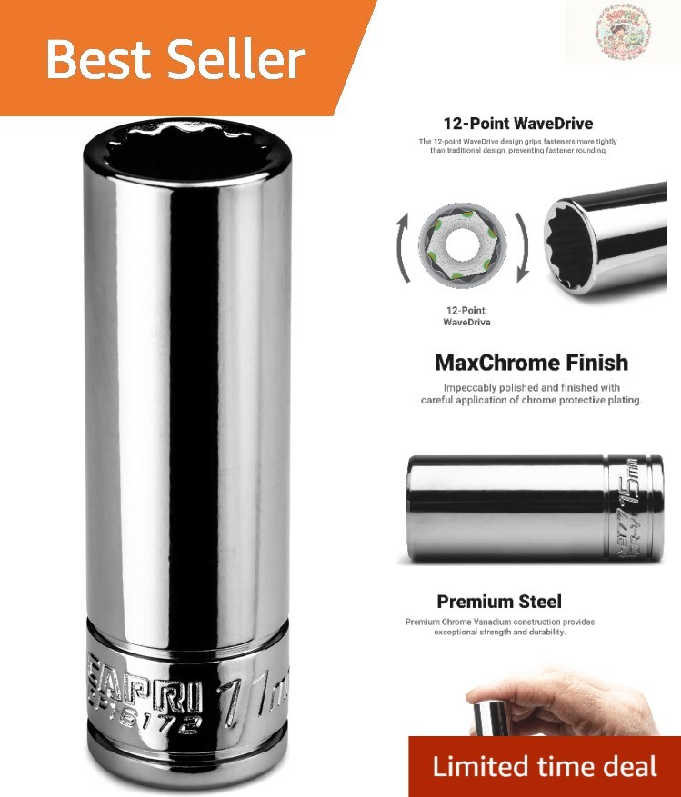 11 mm Deep Socket – 1/4 in. Drive, 12-Point Chrome Vanadium Steel