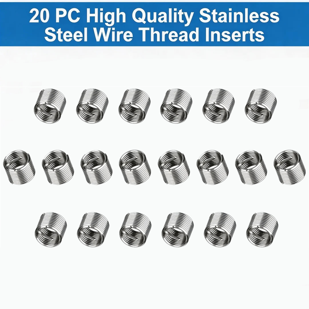 25PC Stainless Helicoil Thread Insert Kit for M5 x 0.8 Thread Repair Tool