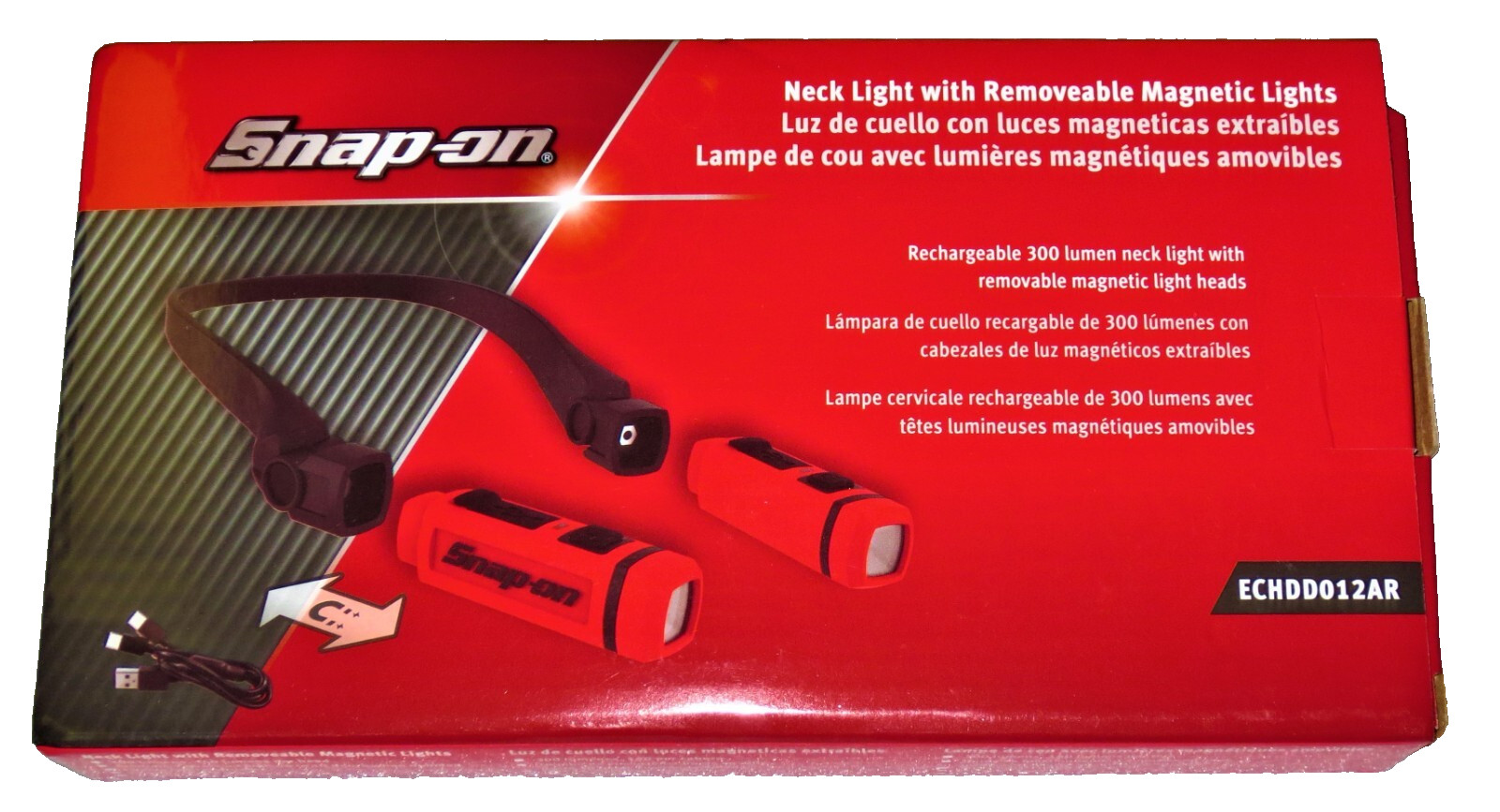*NEW* Snap-on NECK LIGHT Hands-Free Rechargeable *RED* with REMOVABLE HEADS NEW!