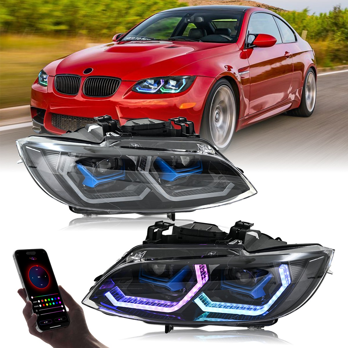 USED For 2007-2010 BMW 3 Series E92 E93 LED Headlight Assembly High Low Beam