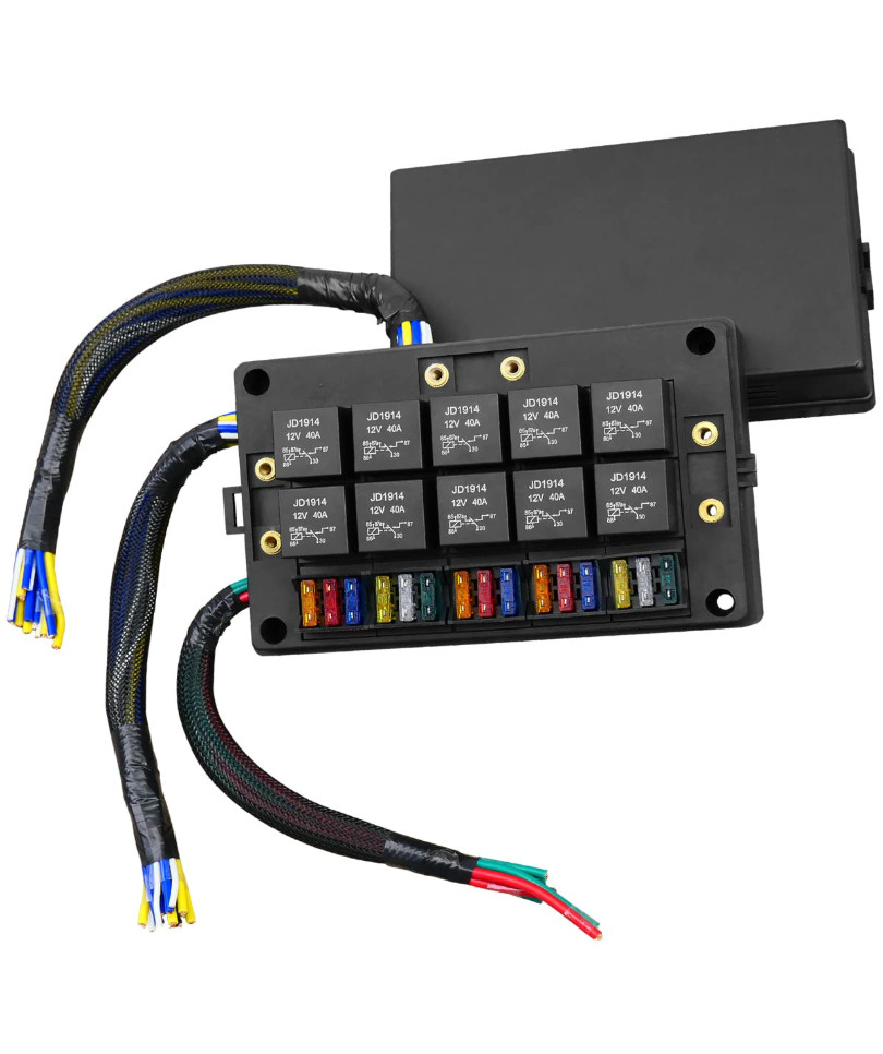 Prewired 12v Fuse Relay Box 15 Slots Universal Relay Box Atc/ato Fuse Holder & 1