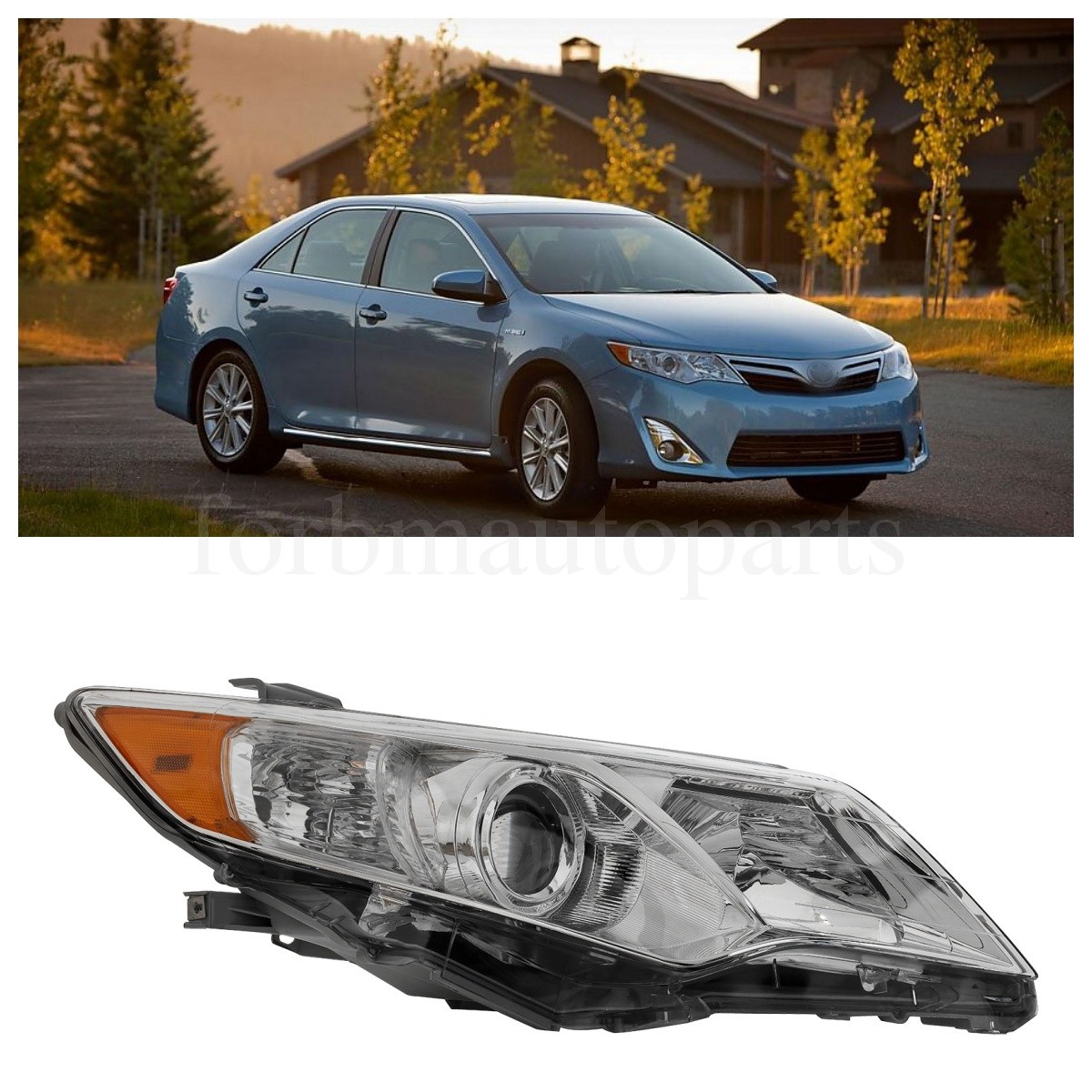 ABS Plastic RH Passenger Headlight Headlamp Assembly For 2012-2014 Toyota Camry