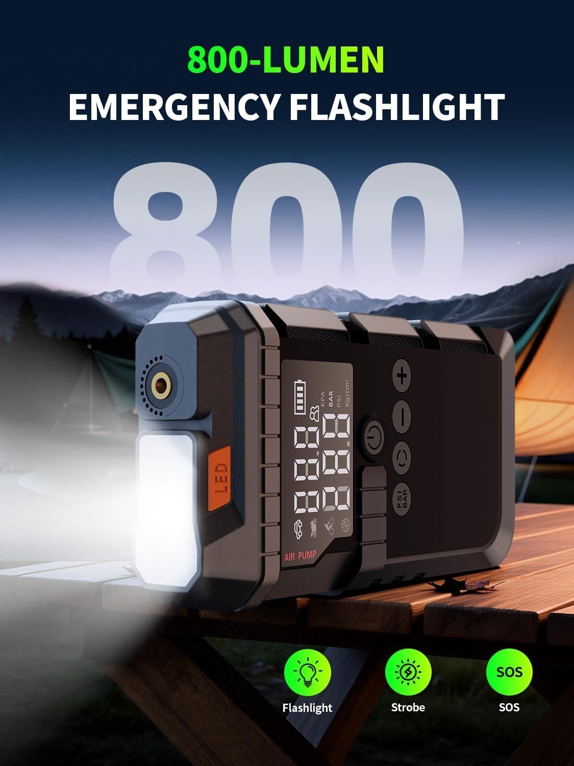 WOLFBOX Jump Starter with Air Compressor, 4000A Portable Car Battery Booster