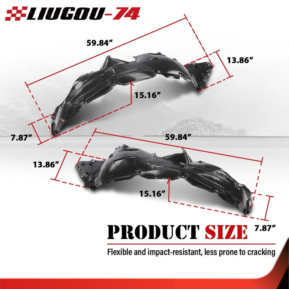 Front Left & Right Side Inner Fender Liners Black Fit For 2019-2020 Kia Sorento