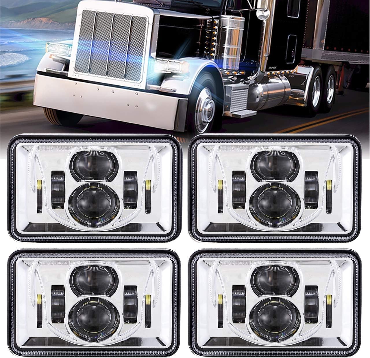 High-Performance 4×6 LED Headlights with Waterproof – 50,000 Hours Lifespan