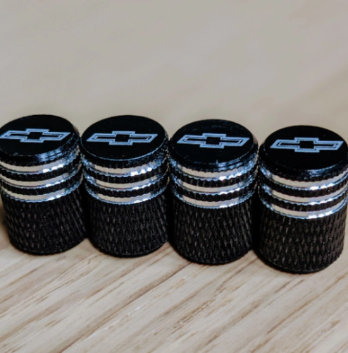 4 Chevy Chevrolet Tire Valve Stem Caps For Car, Truck Universal Fitting (Black)