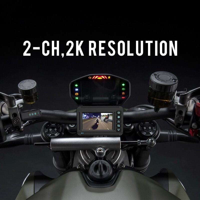 3Inch 2K Motorcycle Dash Cam GPS Navigation Wifi Waterproof IPX66 Video Recorder