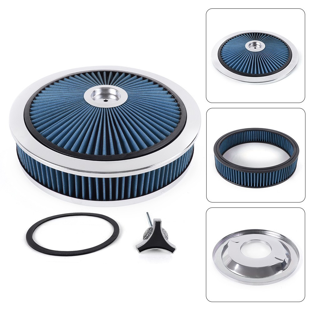 Air Cleaner Set 14 In. x 3 In. Super Flow Washable Black Air Cleaner Kit Raised