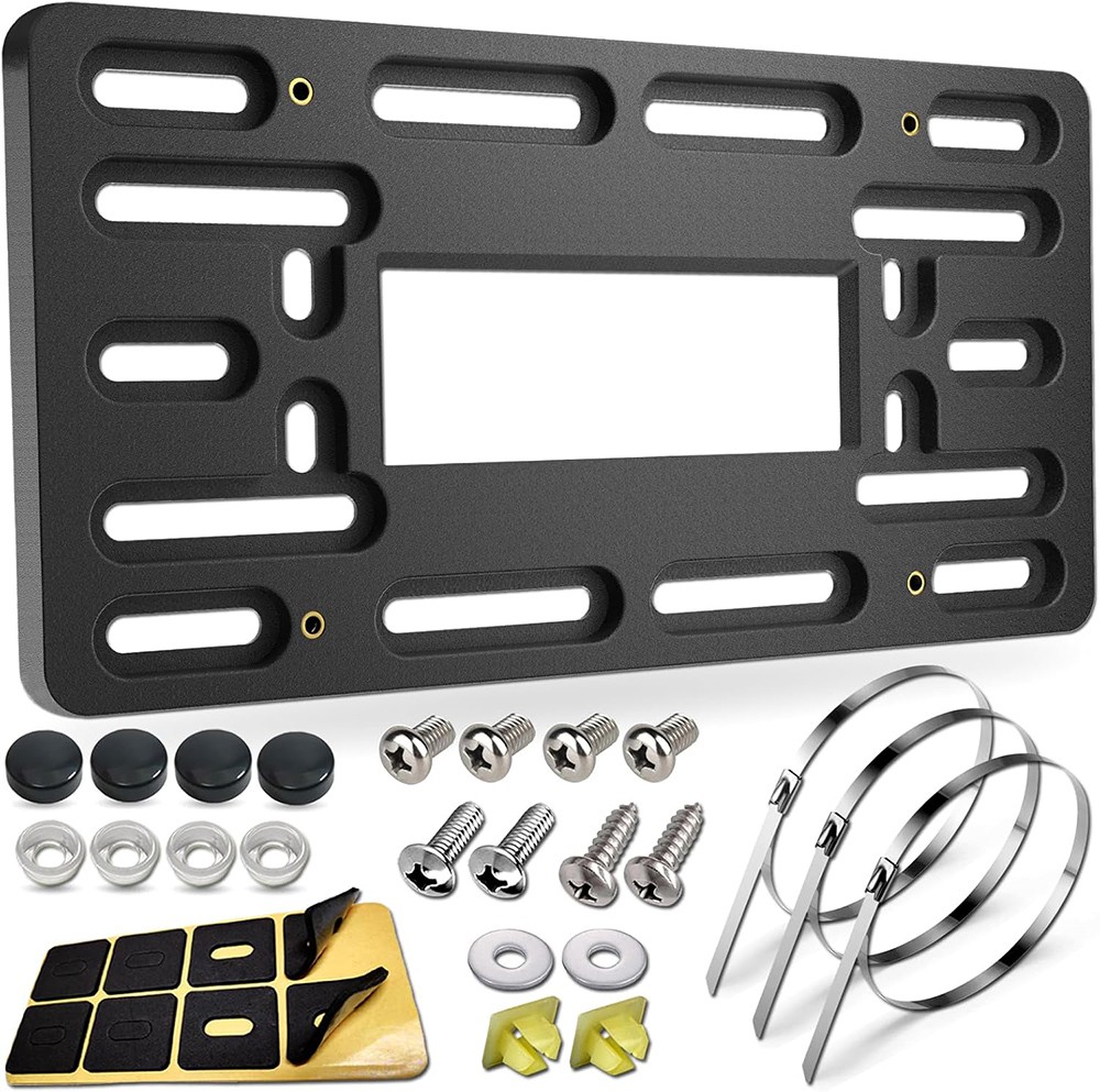 Premium ABS Front License Plate Bracket Adjustable 2/4 Plate Holder Mount Kit