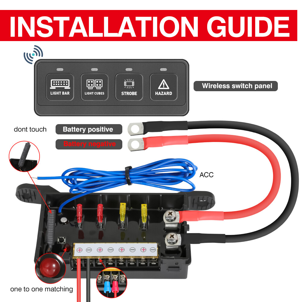 4 Gang Switch Panel Auxiliary Circuit Control Relay System For Ford F250 F350