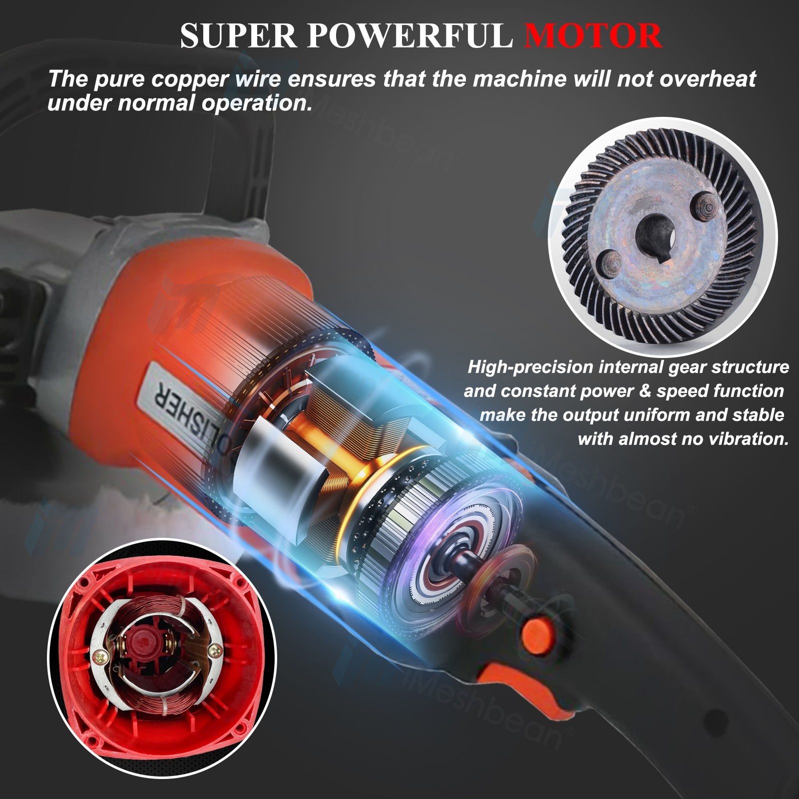 Electric Rotary Car Polisher Buffer Sander 1400W Polishing Machine 5″ 7″ Pad Mop