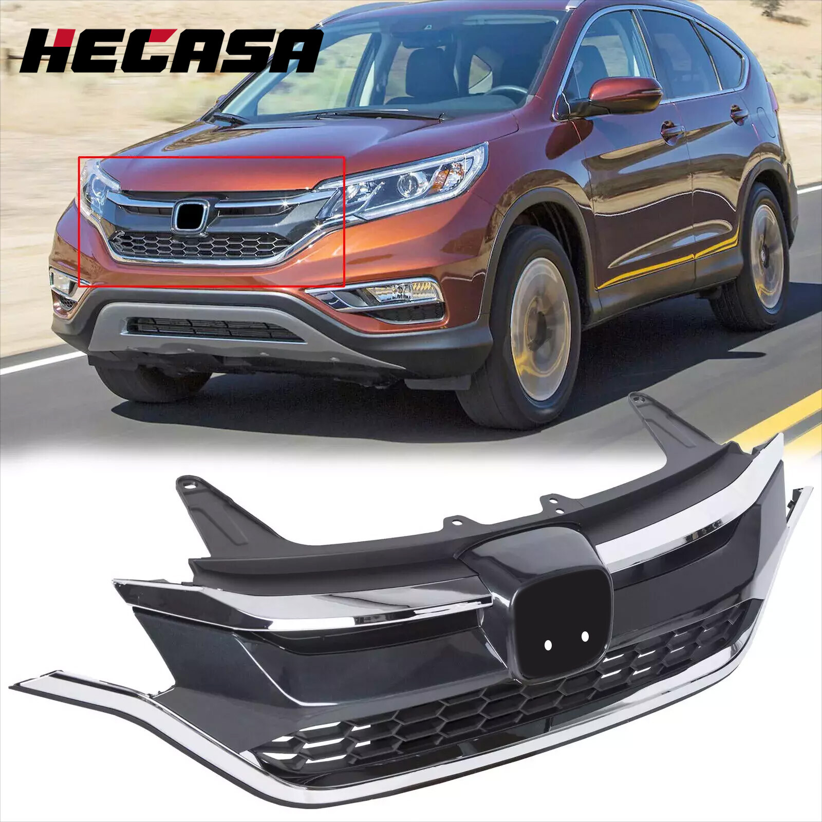 For Honda CRV CR-V 2015 2016 Chrome Honeycomb Front Bumper Grille Grill Assembly