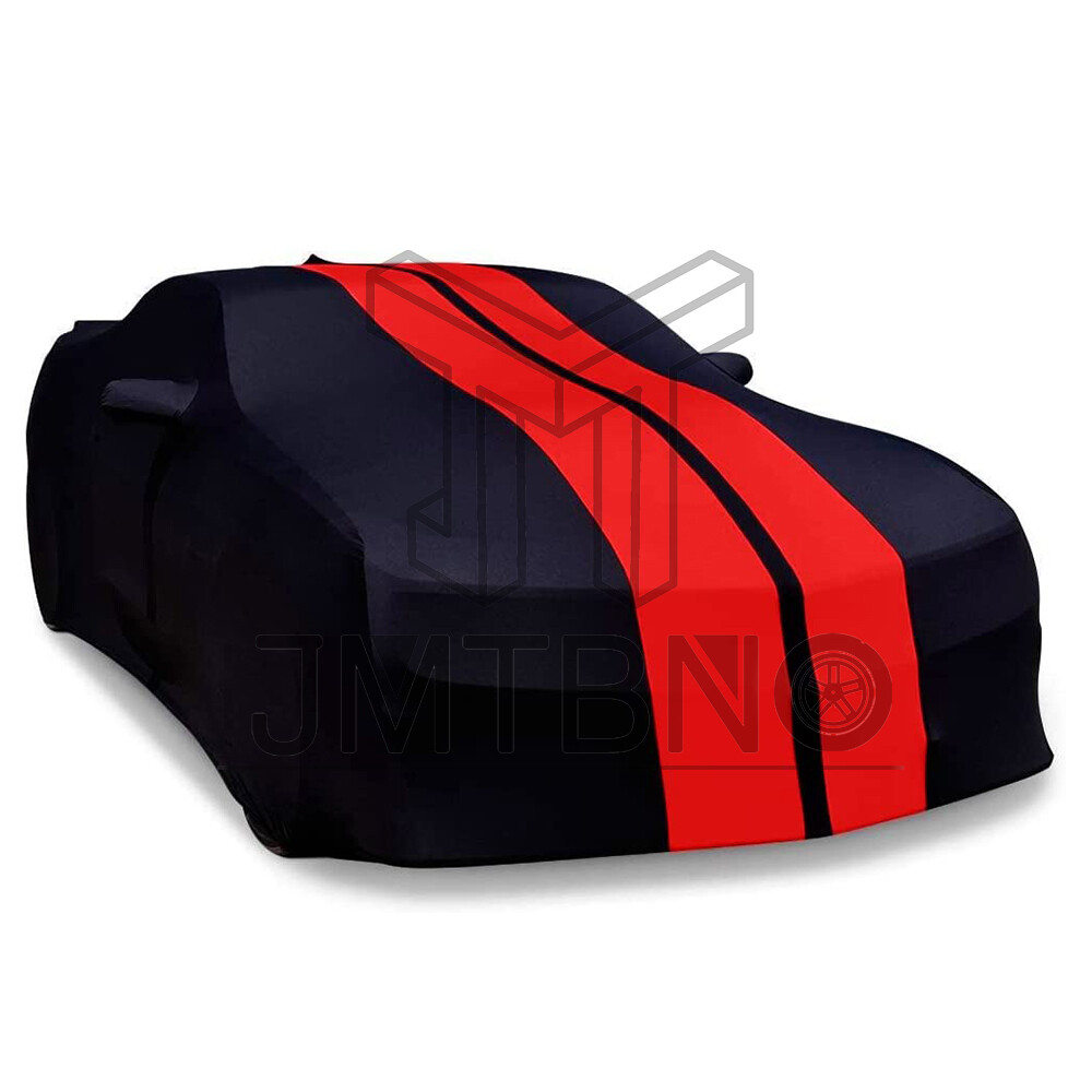 For Chevrolet Corvette C8 Indoor Dust Proof Black+ Red Line Stretch Car Cover US