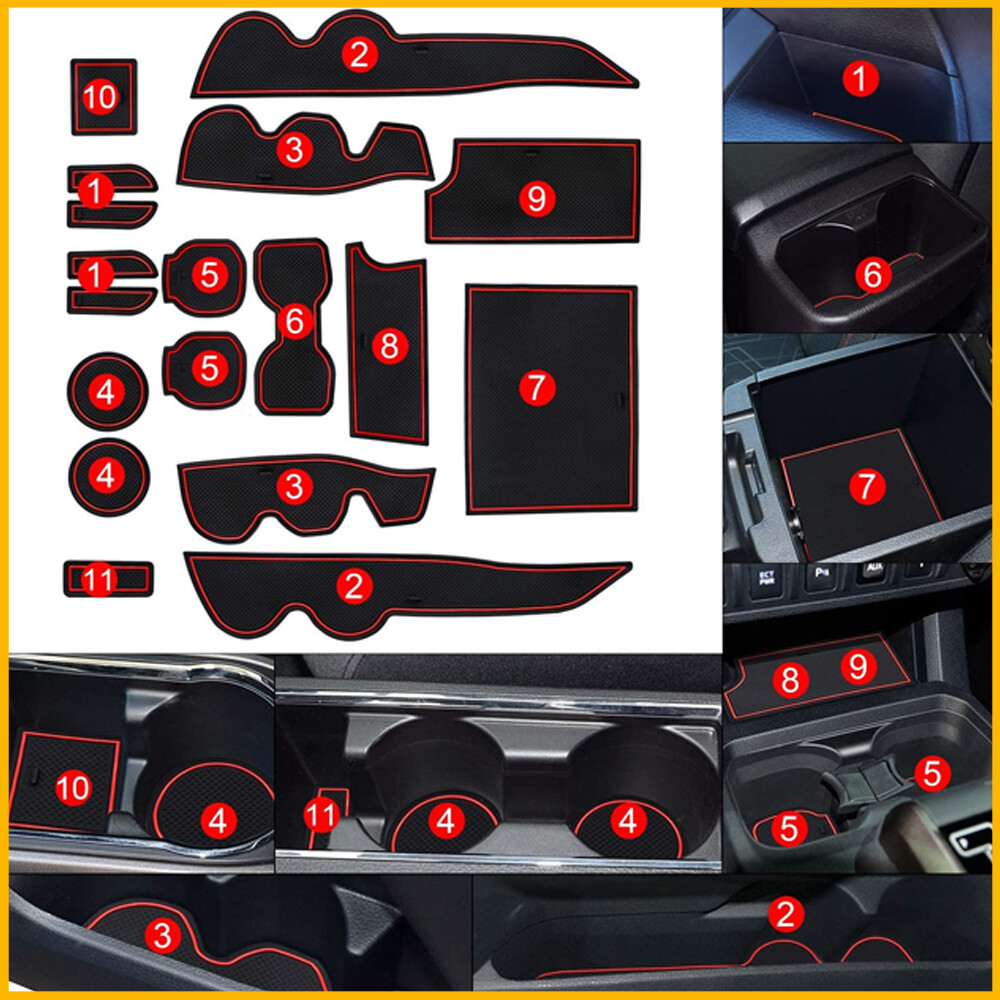 Red Car Cup Door Center Console Liner Insert For Toyota Tacoma 2016-2022 OXILAM