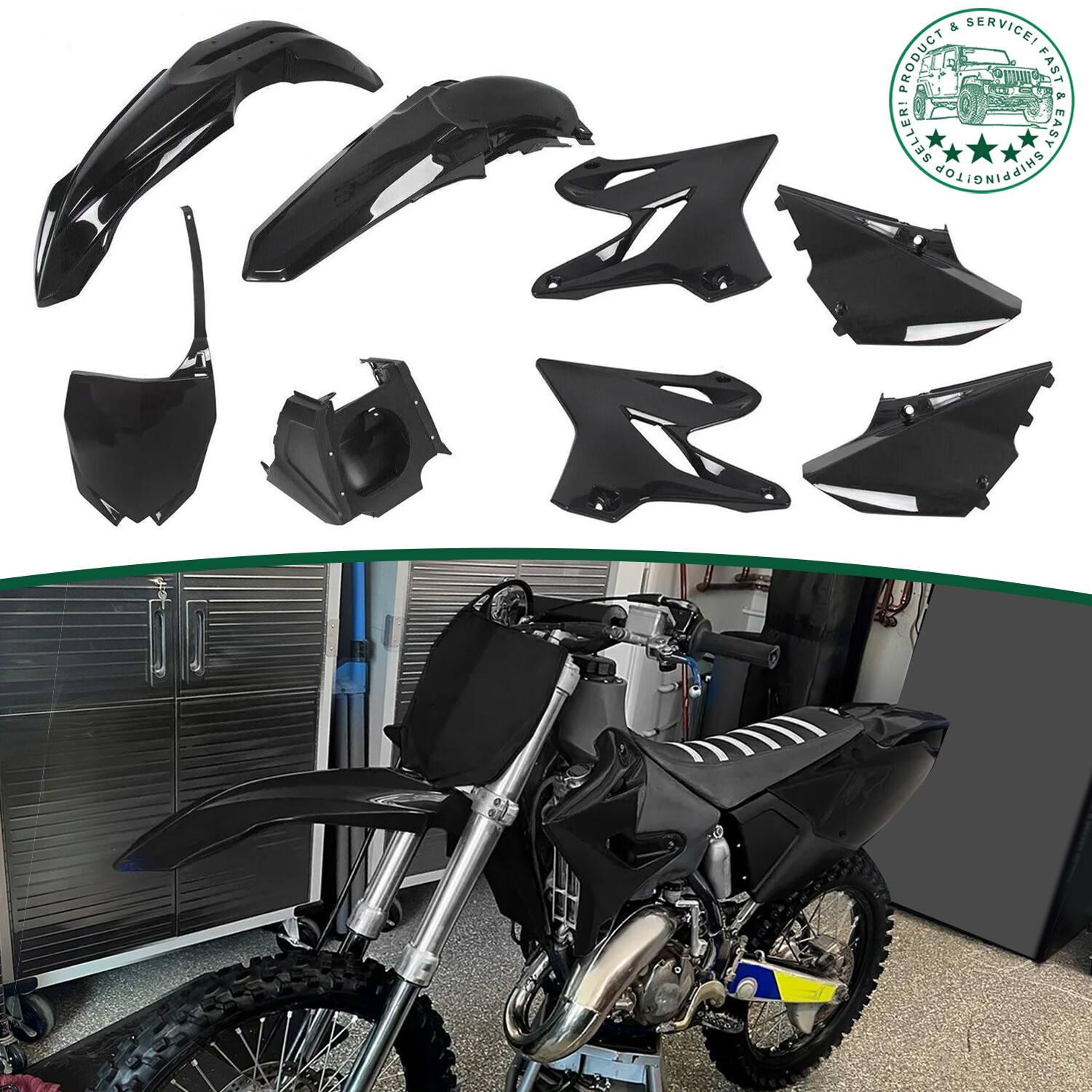 For Yamaha YZ125 YZ250 2002-2020 Restyle Black Plastic Kit Set 2018 Style