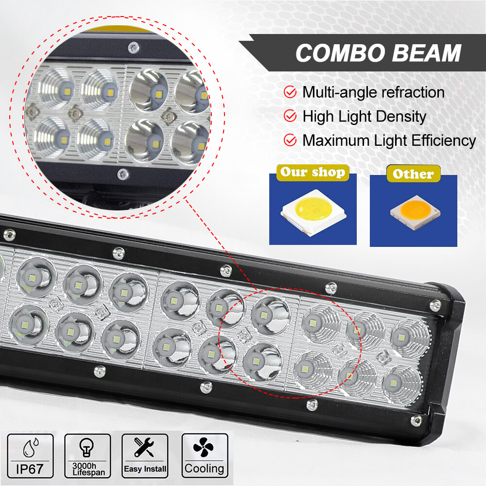20inch LED Light Bar Spot Flood Combo +4″ Pods Offroad For Jeep Truck SUV+Wiring