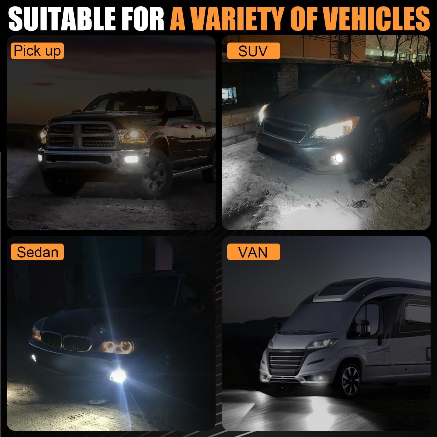 High-Power 9005 LED Fog Light Set – 50,000 Hours of Bright, Cool White Light