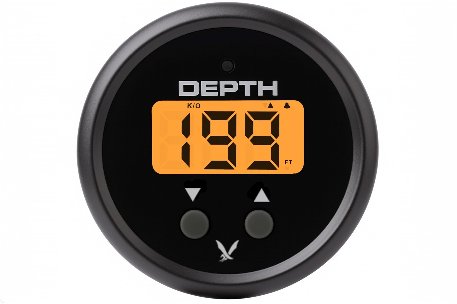 Hawkeye DepthTrax Prism Depth Gauge, Transom Mount Transducer, White Black Silve