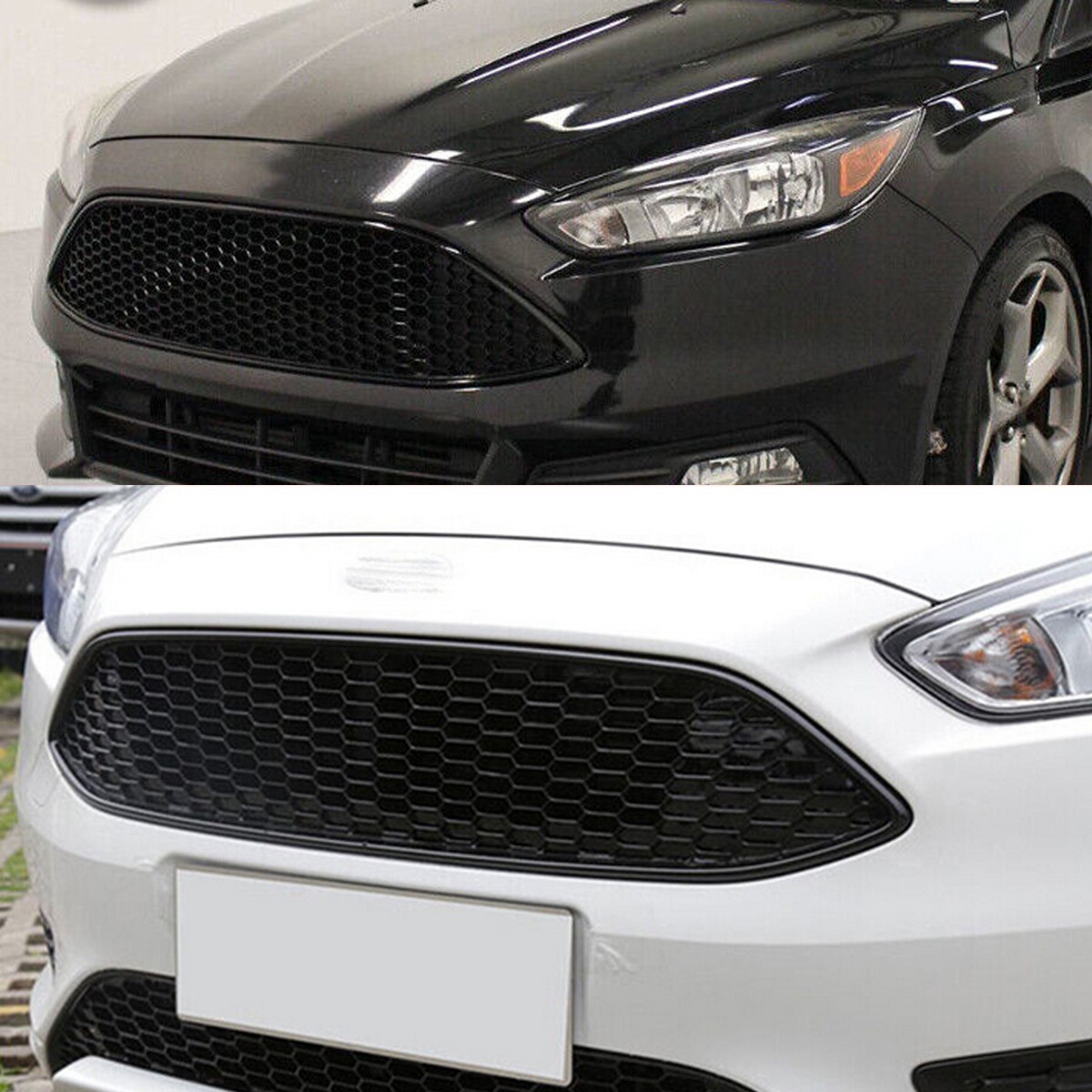 For Ford Focus 2015-2018 Front Bumper Mesh Radiator Grille Honeycomb Grill Black