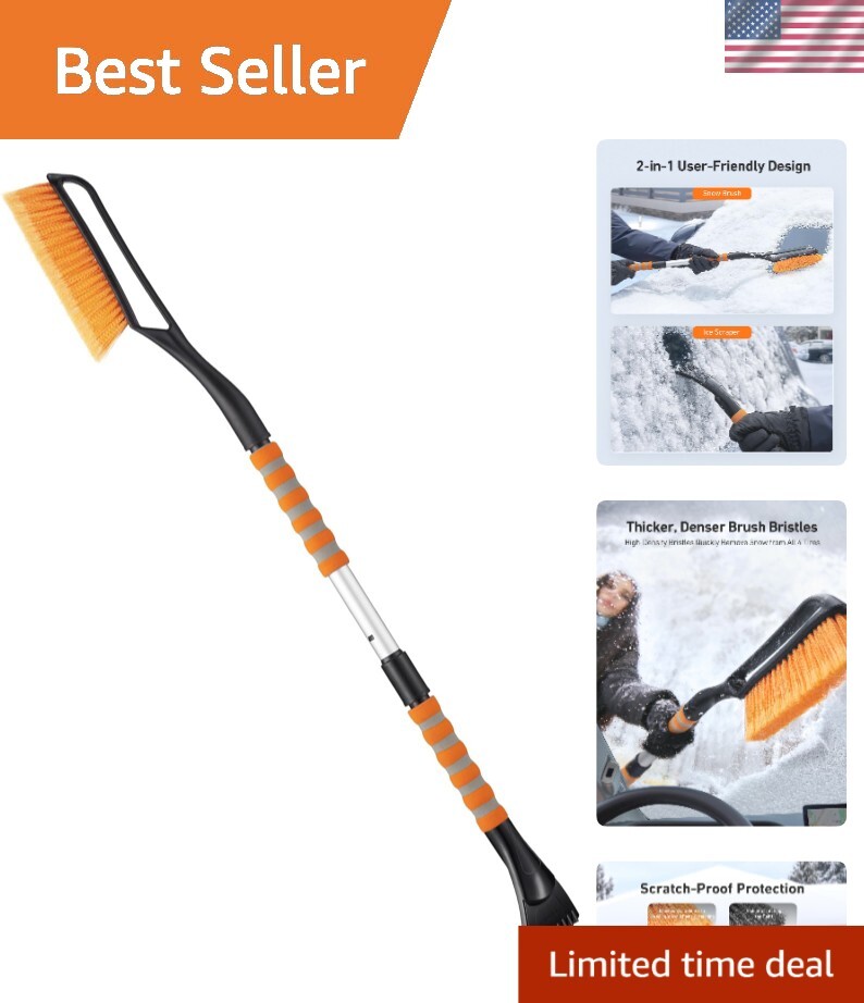 Durable 40″ Snow Brush & Ice Scraper with Foam Grip – Built for Extreme Cold