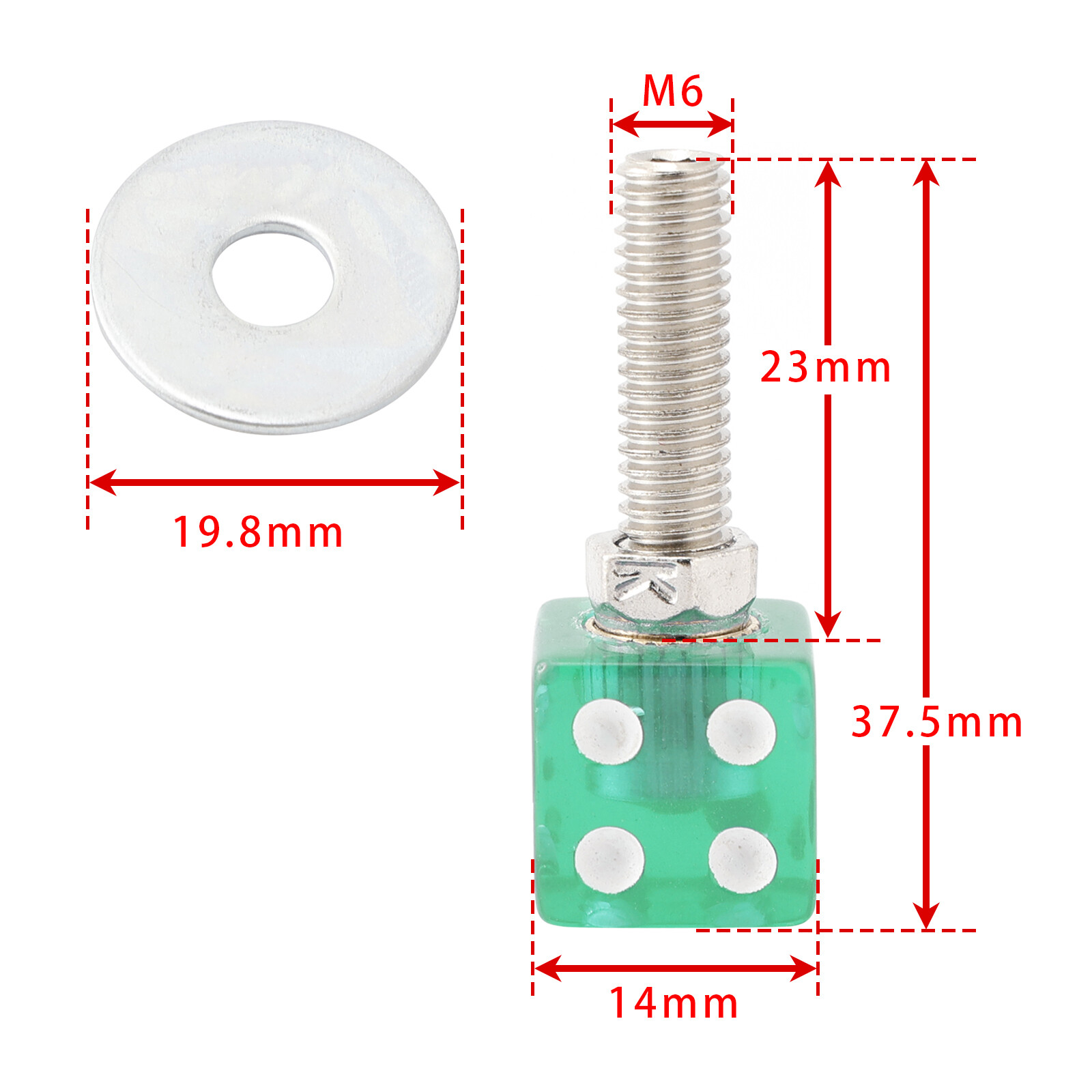 4x Motorcycle Bike Plastic Green Dice License Plate Bolt On Screw On Frame Nut