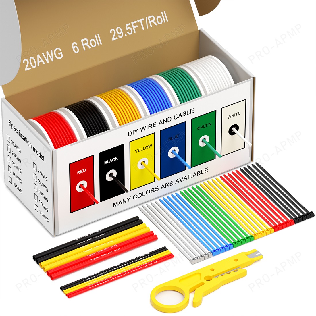 20 AWG PVC Wire 6 Colors Stranded Tinned Copper Flexible Cable Automotive DIY