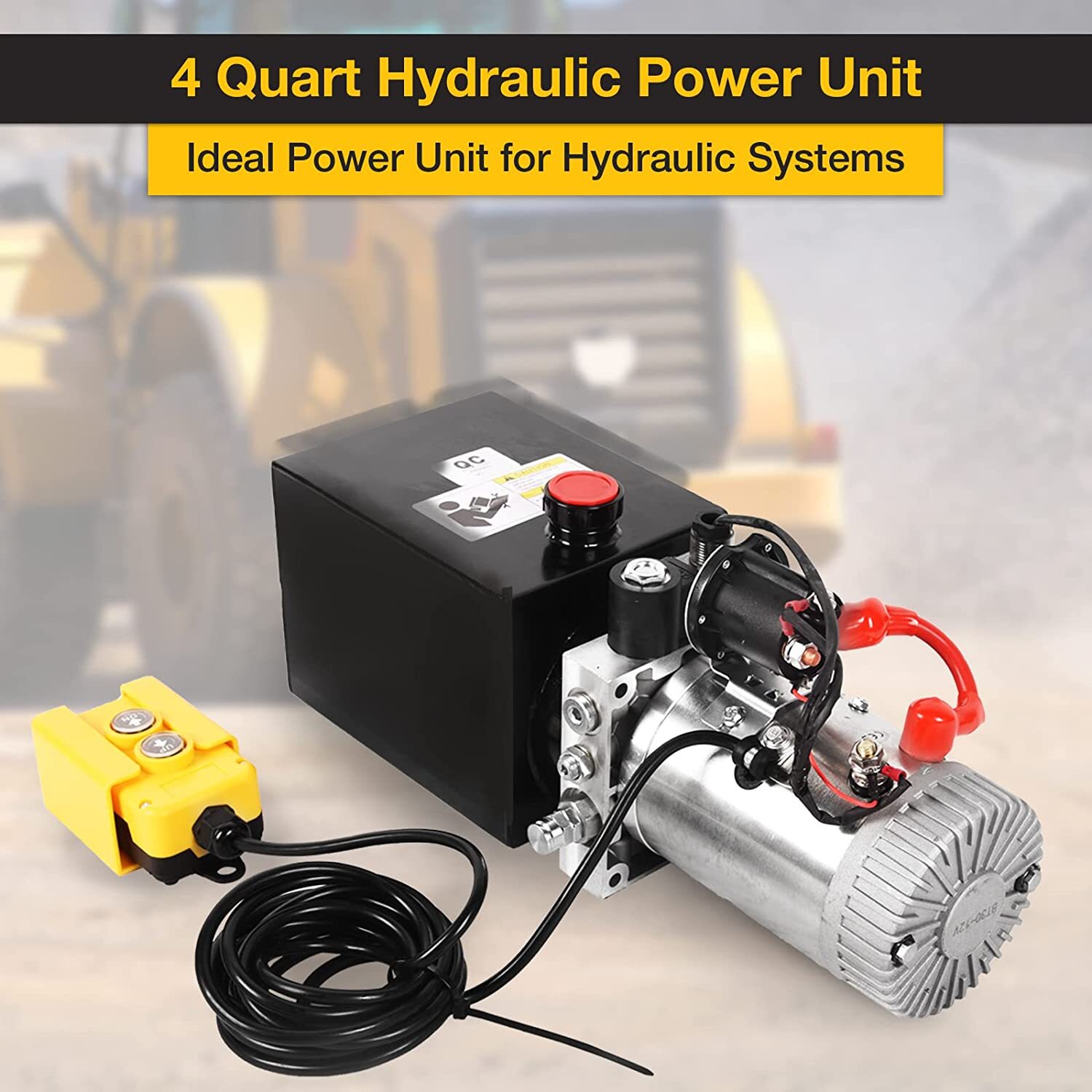 Hydraulic Power Unit Single Acting Dump Trailer Pump 4 Quart 3200 PSI 12V