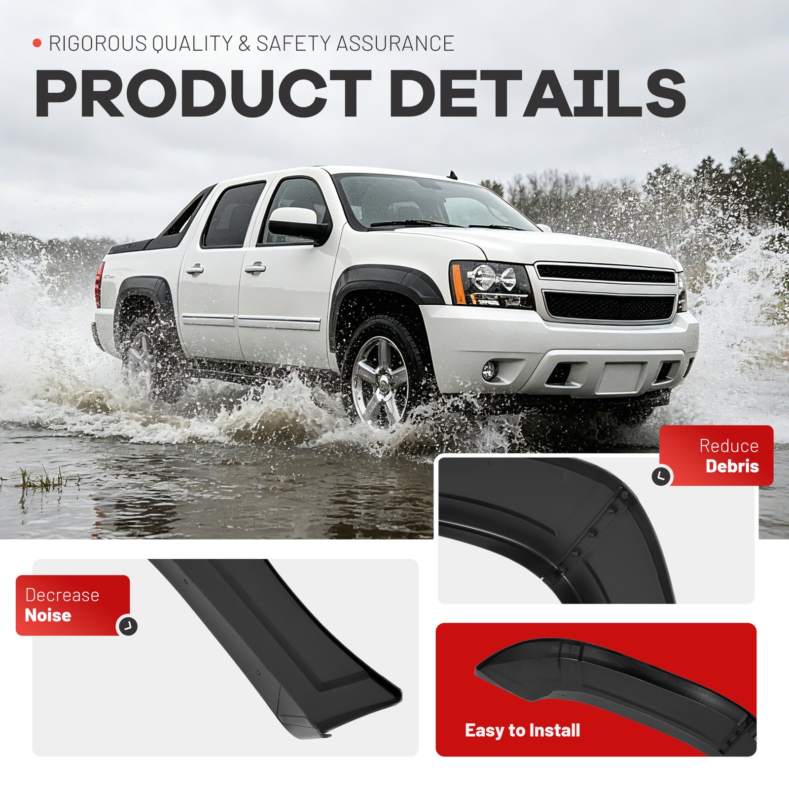 Front Rear Fender Flares Set Textured Black For 2007-2013 Chevrolet Avalanche
