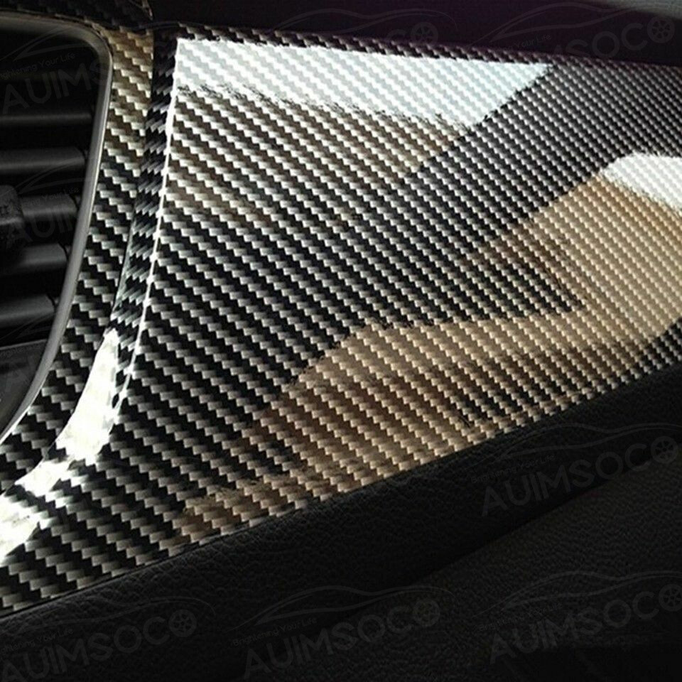 Black Carbon Fiber 12×60 inches 5 Years Car Wrap Vinyl Roll with Air Release