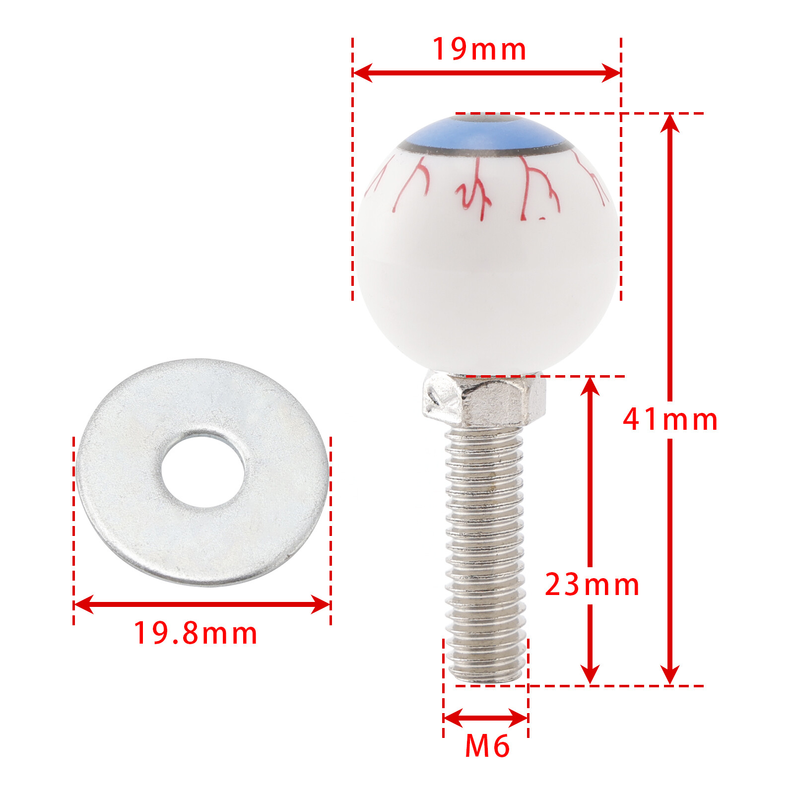 4x Motorcycle Bike Plastic Eyeball License Plate Bolt On Screw On Frame Nut