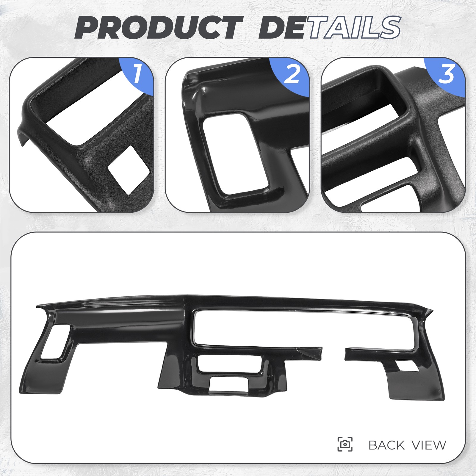 Black ABS Plastic Dashboard Pad Dash Cover Cap For 1970-1981 Pontiac Firebird