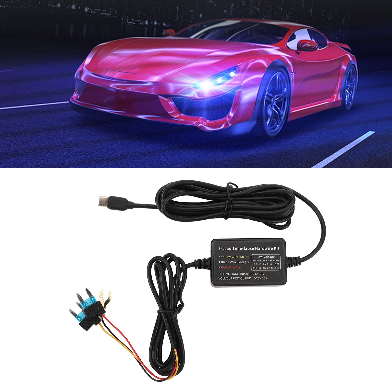 Type C Dash Cam Hard Wire Kit 12V‑30V To 5V Dash Camera Power Cord For GPS P SU2