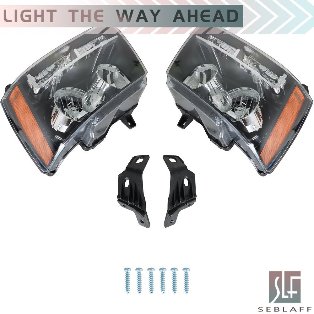1 Pair Headlights For 2007-2014 Chevy Avalanche Tahoe Suburban Halogen Black