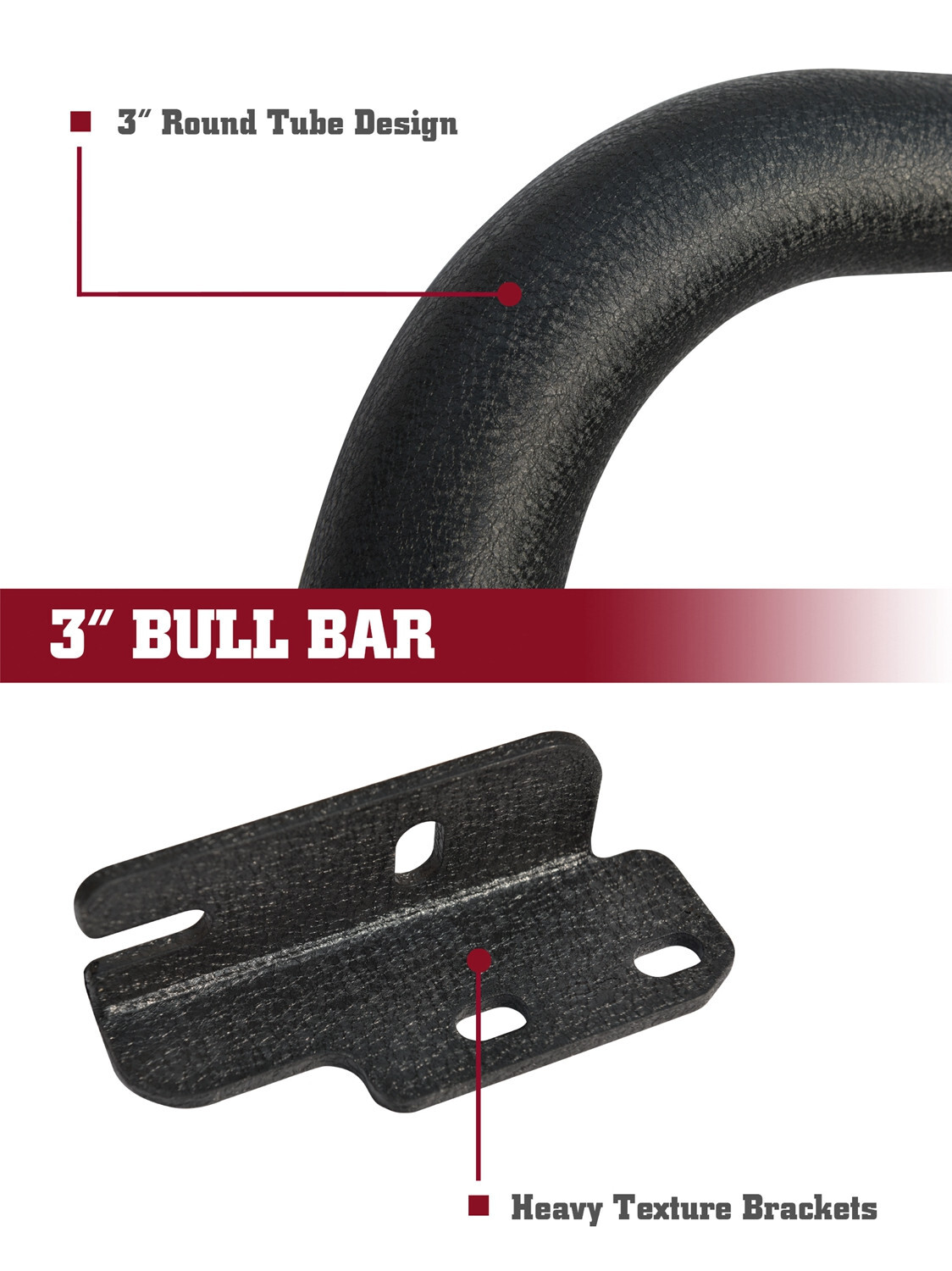 For 2024-2025 Toyota Tacoma 3″ Texture Bull Bar Grille Guard Front Bumper Black