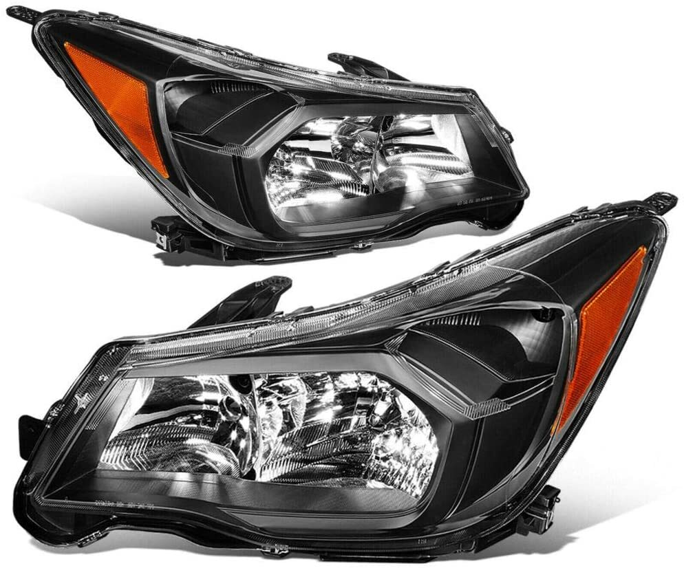 pair Halogen Headlight Black Housing Left & Right For 2014-2016 Subaru Forester