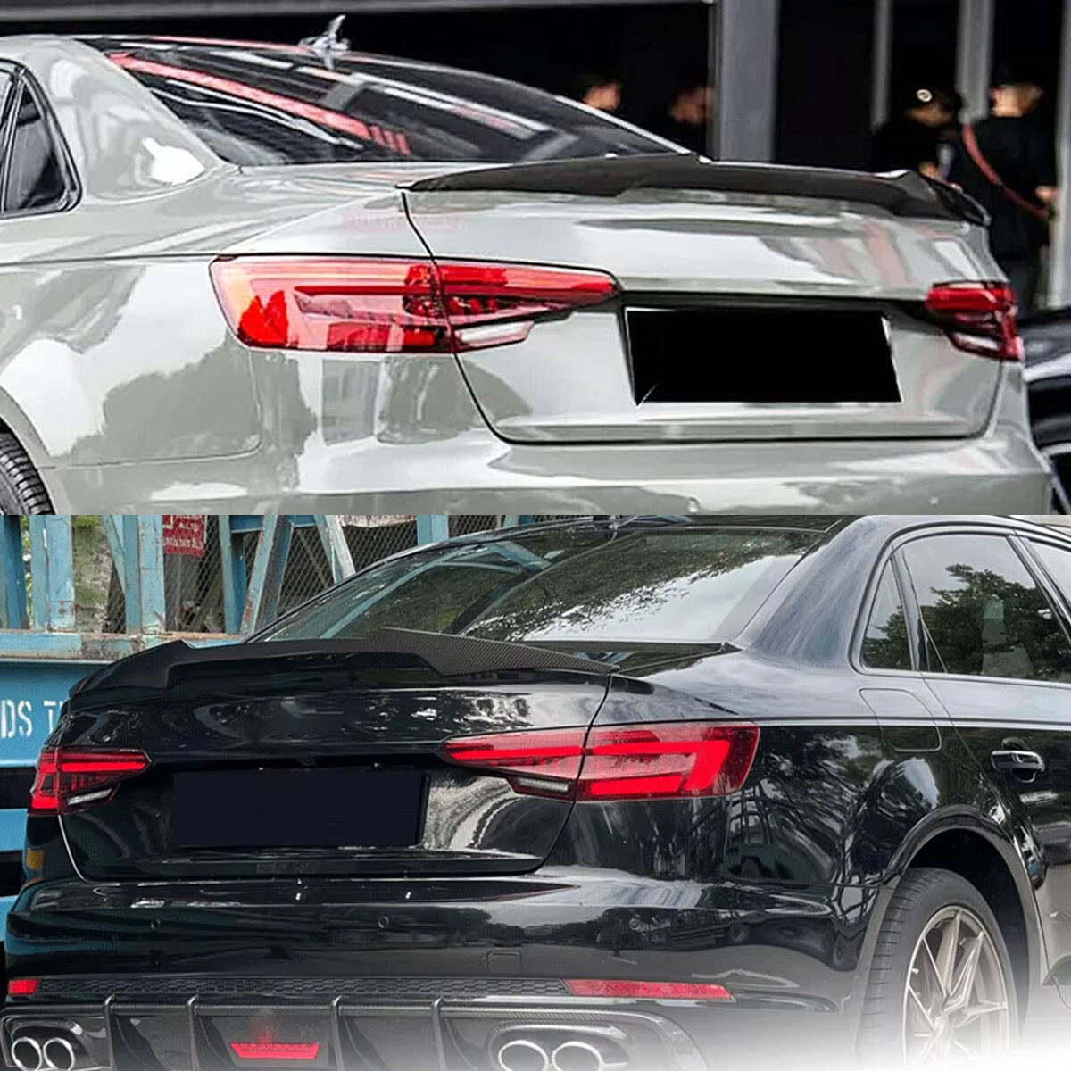 For Audi S4 A4 B9 2017-2022 V-Type Rear Trunk Spoiler Wing Carbon Fiber Look