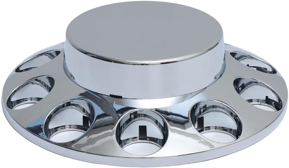 Chrome Plastic 2 Front Flat Top Axle Covers for Semi Truck w/ 33mm Nut Covers