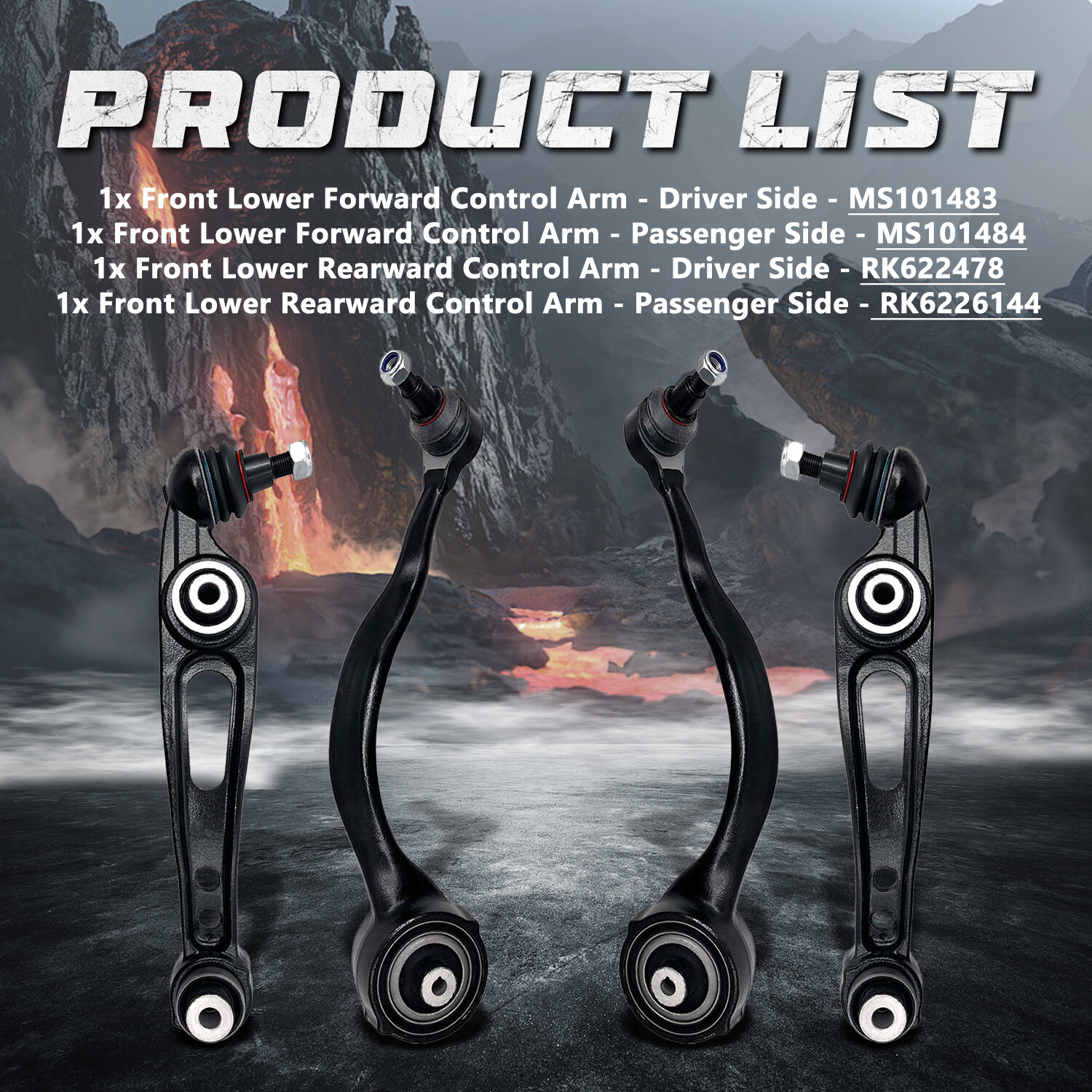 Front Lower Forward Rearward Control Arm 4PC Left Right for 2014-2018 Land Rover