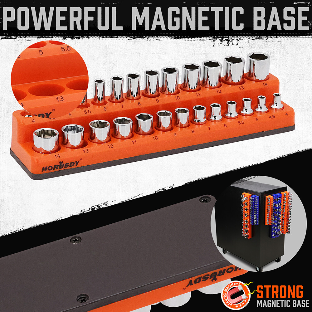 Magnetic Socket Organizer Holder 6-PACK Set 1/4” 3/8” 1/2” Metric SAE 143pcs