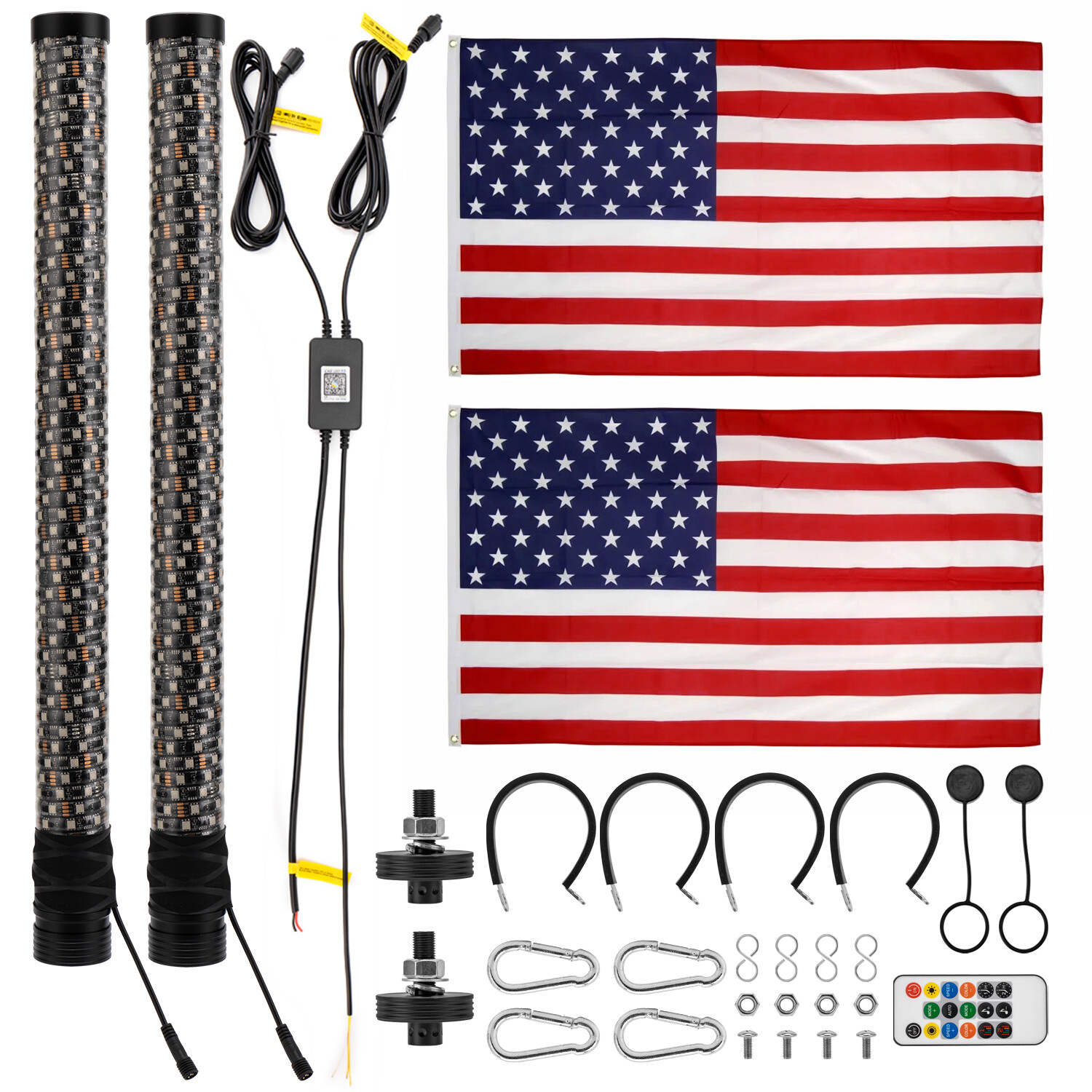 2PCS 2FT Thick Fat LED Whip Chasing RGB Light For Polaris RZR XP 1000 XP 4 1000