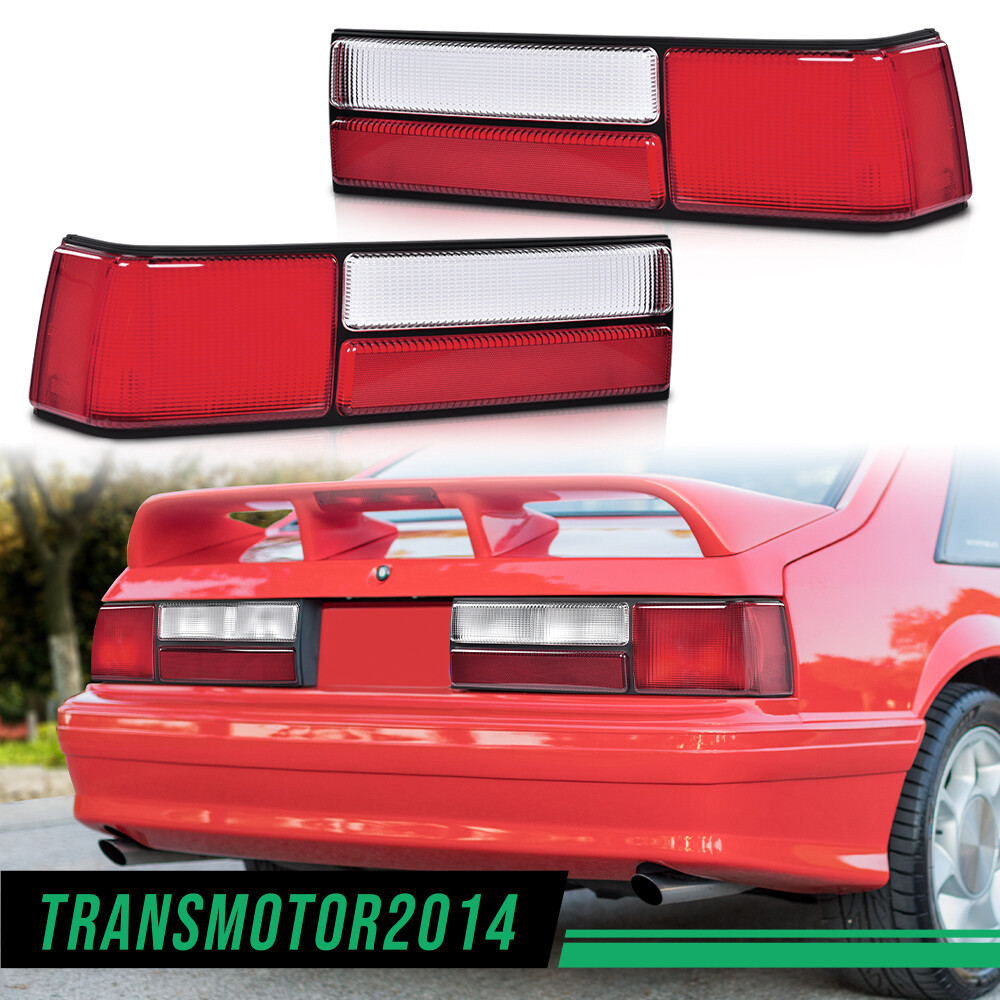 Pair Set Taillights Taillamps Lens Fit for 87-93 Ford Mustang Fox Body LX Style
