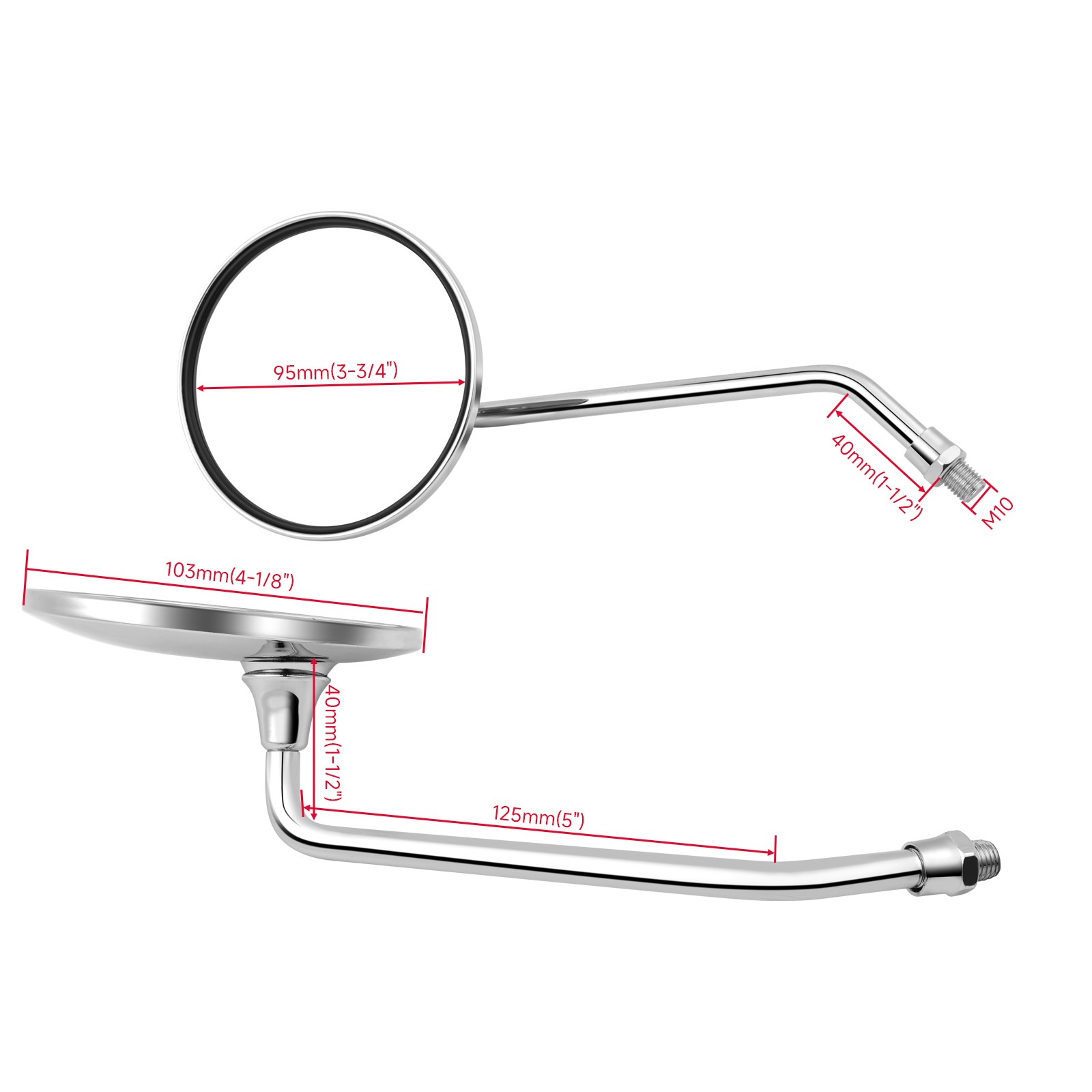 Pair Motorcycle Chrome Round Rearview Side Mirrors For Vespa PX 125 Scooter
