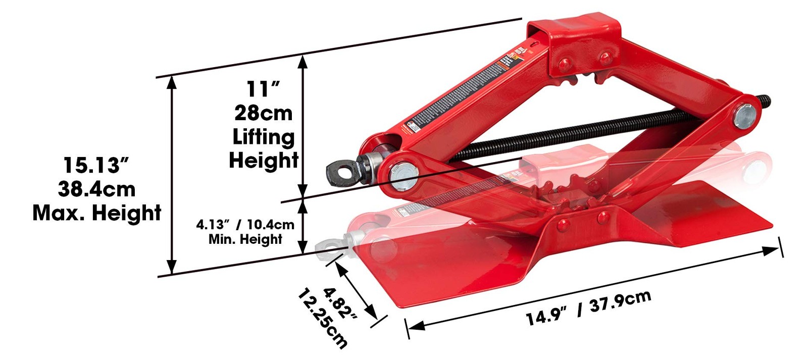 BIG RED 1.5 Ton Torin Steel Scissor Lift Jack Car Kit, Black, AT10152BR