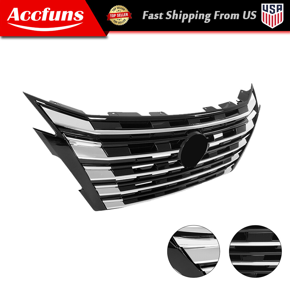 Front Upper Grille Chrome Black Without Camera Hole For Nissan Rogue 2024-2025