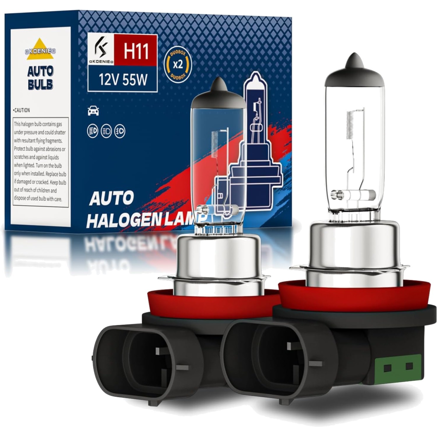 H11 Headlight Bulbs 12V 55W 4000 Lumens 3800K Halogen Pack of 2