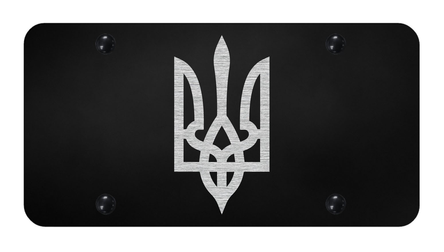 Ukraine Tryzub Trident Flag Diamond Etch License Plate Car Tag Ukrainian Gift
